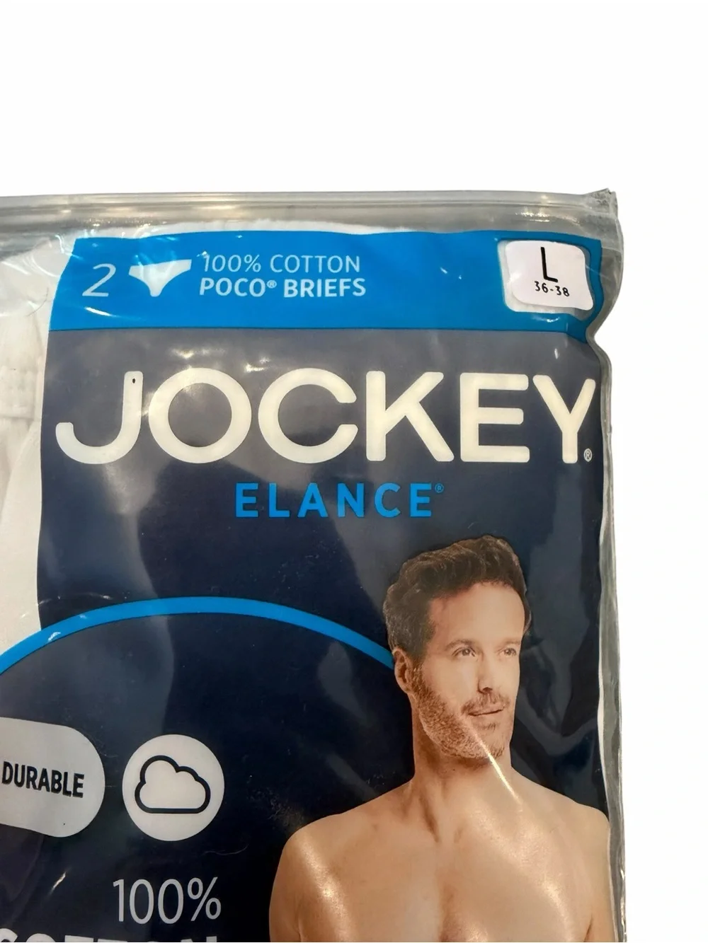 New Men's Jockey 2-Pack Poco Briefs Underwear 100% Cotton White Large 36-38